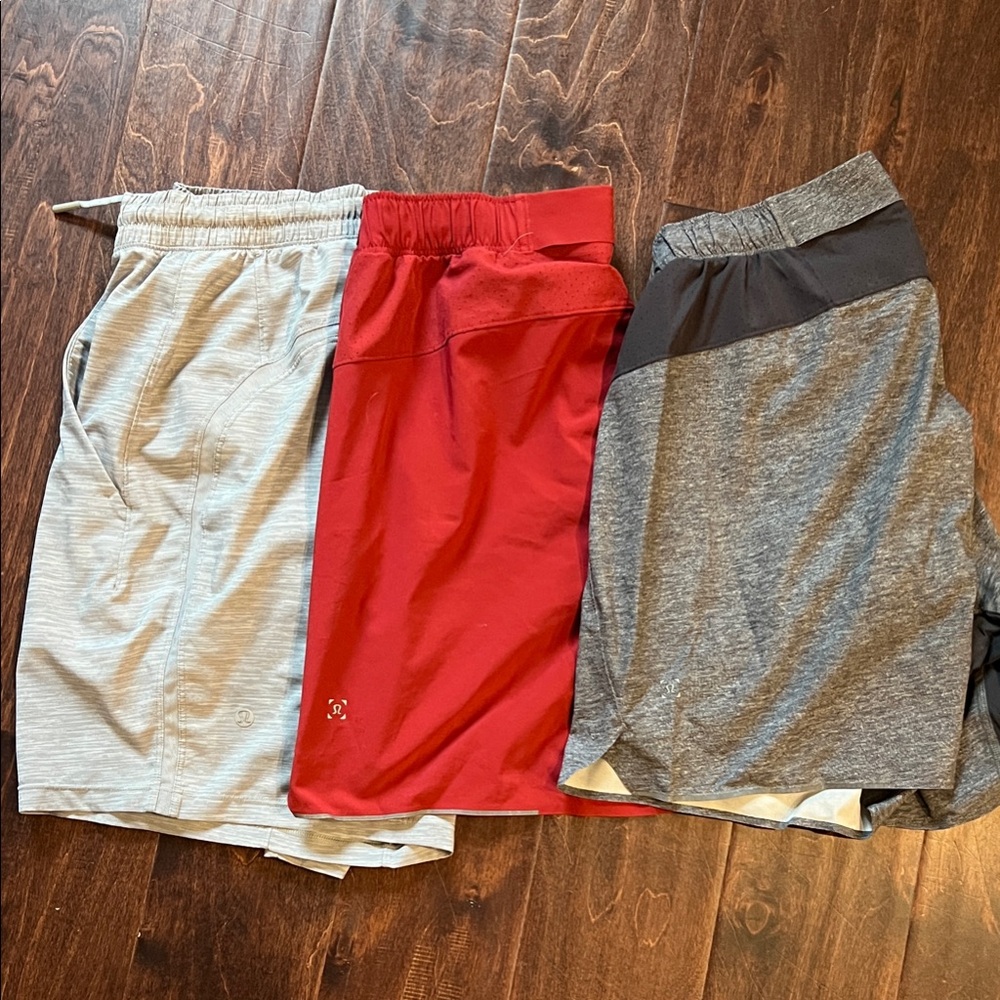 lululemon athletica Men's Athletic Shorts - Gray, Red, and dark grey